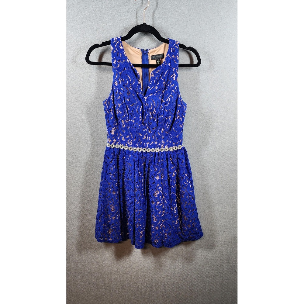 Jodi Kristopher Dress Womens 5 Lace Sleeveless Jewel Waist Cocktail Party Formal
